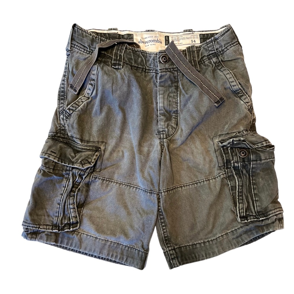 Classic Abercrombie Boys Heavyweight Distressed Cargo Shorts Navy Size 14